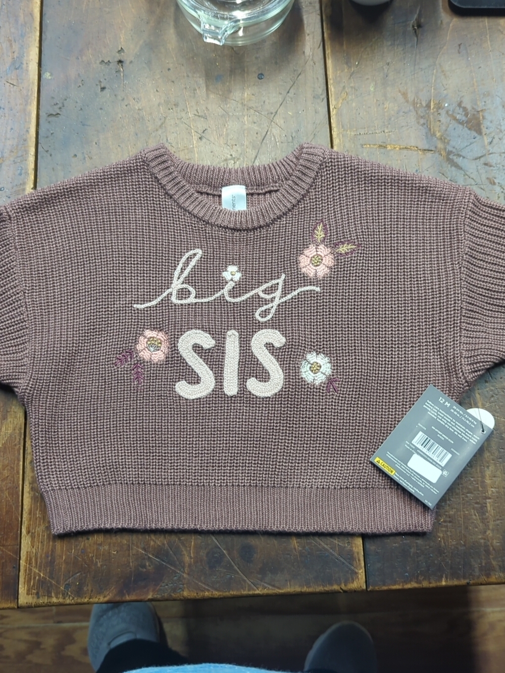 Gerber Dark Rose Knit Baby Sweater Tag